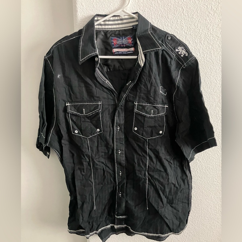 English Laundry Black Casual Button-Down Shirt